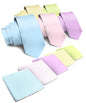 Solid Necktie & Pocket Square (Multipacks) by Vittorio Farina - Sky Blue/Pink/Lavender/Maize/Mint Green - Wholesale Necktie & Pocket Square by Dubal Brothers