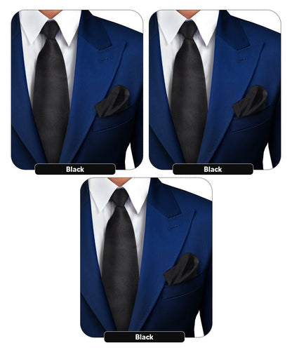 Solid Paisley Necktie & Pocket Square (Multipacks) by Vittorio Farina - Black - Wholesale Necktie & Pocket Square by Dubal Brothers