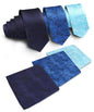Solid Paisley Necktie & Pocket Square (Multipacks) by Vittorio Farina - Navy Blue/Royal Blue/Turquoise - Wholesale Necktie & Pocket Square by Dubal Brothers