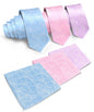Solid Paisley Necktie & Pocket Square (Multipacks) by Vittorio Farina - Sky Blue/Pink/Lavender - Wholesale Necktie & Pocket Square by Dubal Brothers