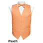 Solid Peach Vest Set with Peach Back (Vest, Bow Tie, Necktie and Pocket Square) by Vittorio Farina (vest_plain_PB_peach_XS) for Independent Retail Stores by Dubal Brothers