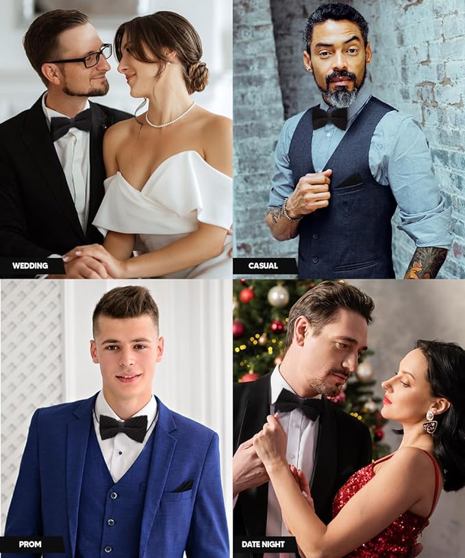 Solid Pleated Bow Tie & Pocket Square in a Box by Vittorio Farina (rbh - 01) for Independent Retail Stores by Dubal Brothers