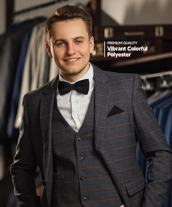 Solid Pleated Bow Tie & Pocket Square in a Box by Vittorio Farina (rbh - 01) for Independent Retail Stores by Dubal Brothers