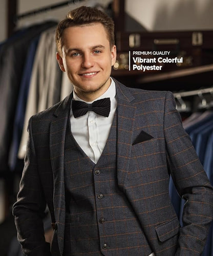 Solid Pleated Bow Tie & Pocket Square in a Box by Vittorio Farina (rbh - 01) for Independent Retail Stores by Dubal Brothers