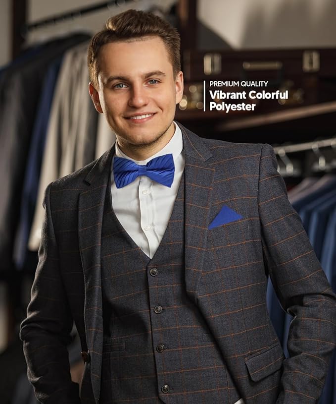 Solid Pleated Bow Tie & Pocket Square in a Box by Vittorio Farina (rbh - 010) for Independent Retail Stores by Dubal Brothers