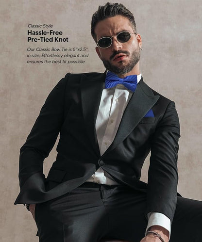 Solid Pleated Bow Tie & Pocket Square in a Box by Vittorio Farina (rbh - 010) for Independent Retail Stores by Dubal Brothers