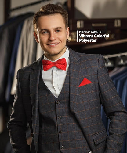 Solid Pleated Bow Tie & Pocket Square in a Box by Vittorio Farina (rbh - 02) for Independent Retail Stores by Dubal Brothers