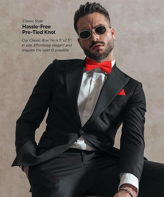 Solid Pleated Bow Tie & Pocket Square in a Box by Vittorio Farina (rbh - 02) for Independent Retail Stores by Dubal Brothers