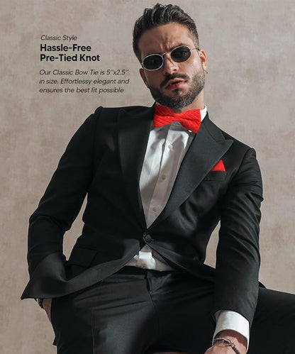 Solid Pleated Bow Tie & Pocket Square in a Box by Vittorio Farina (rbh - 02) for Independent Retail Stores by Dubal Brothers