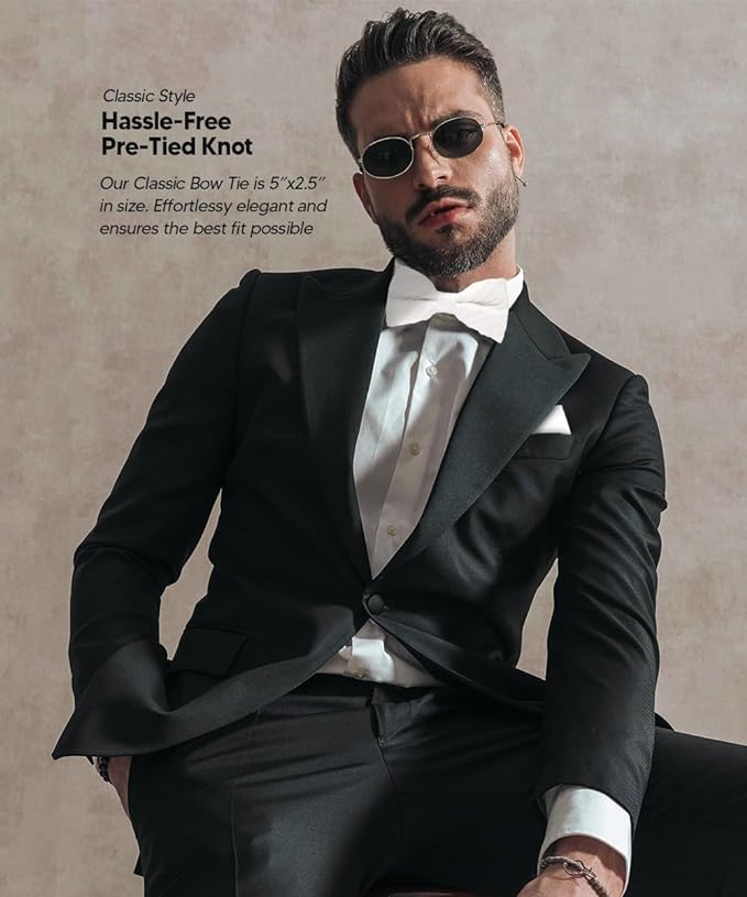 Solid Pleated Bow Tie & Pocket Square in a Box by Vittorio Farina (rbh - 03) for Independent Retail Stores by Dubal Brothers