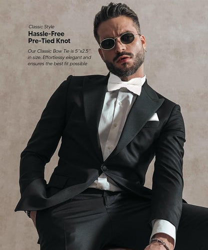 Solid Pleated Bow Tie & Pocket Square in a Box by Vittorio Farina (rbh - 03) for Independent Retail Stores by Dubal Brothers