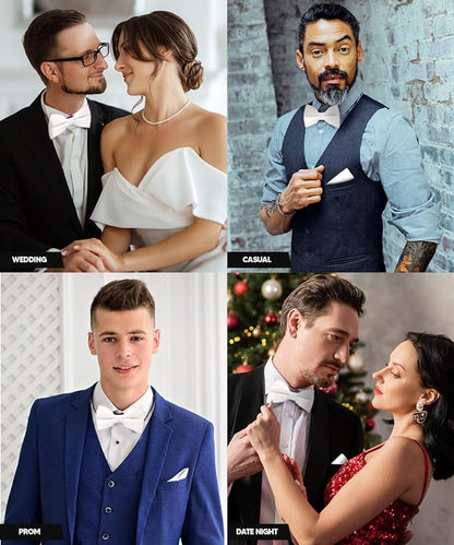 Solid Pleated Bow Tie & Pocket Square in a Box by Vittorio Farina (rbh - 03) for Independent Retail Stores by Dubal Brothers