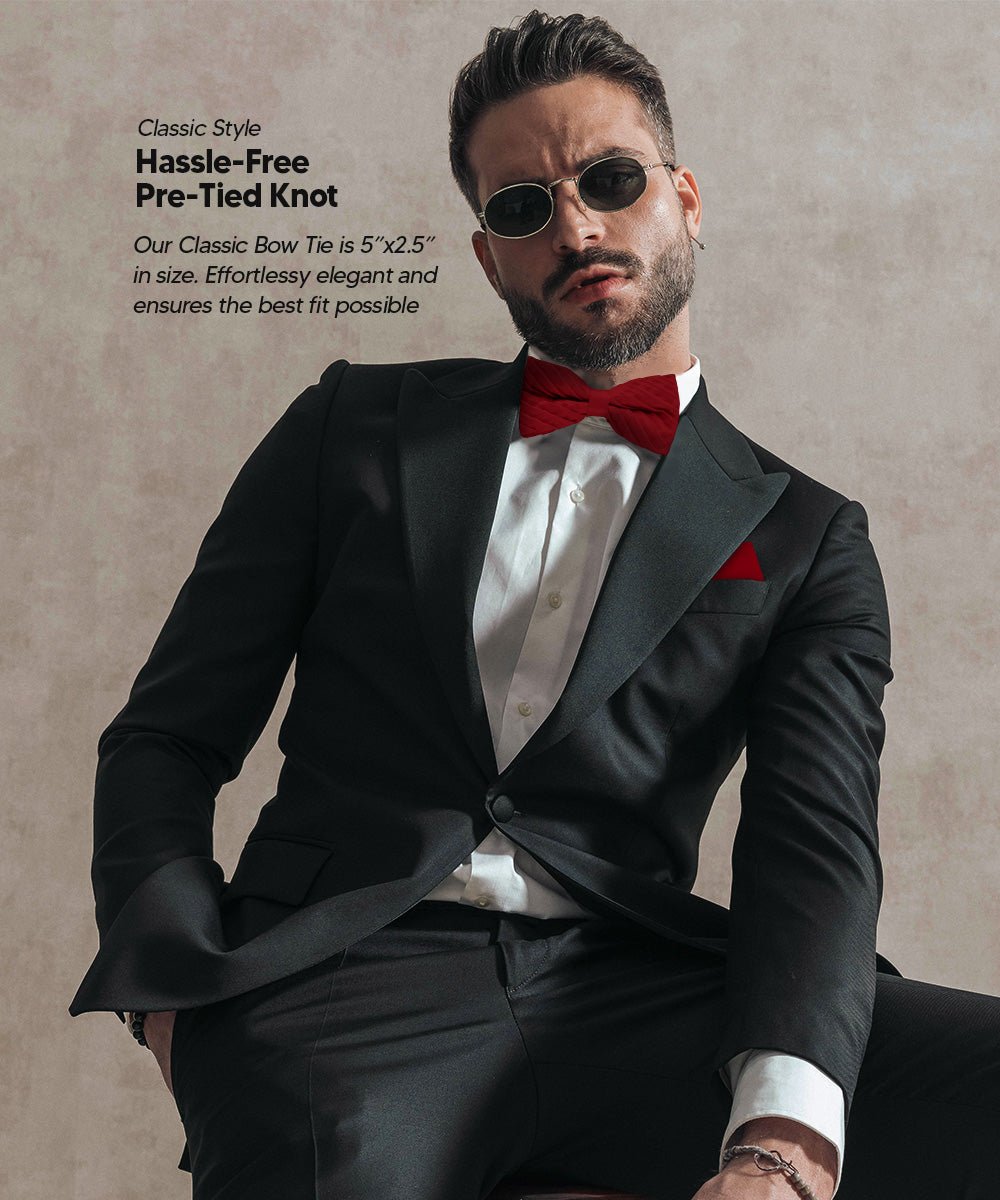 Solid Pleated Bow Tie & Pocket Square in a Box by Vittorio Farina (rbh - 04) for Independent Retail Stores by Dubal Brothers