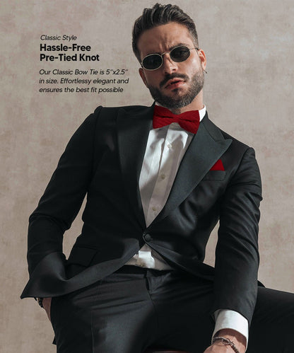 Solid Pleated Bow Tie & Pocket Square in a Box by Vittorio Farina (rbh - 04) for Independent Retail Stores by Dubal Brothers