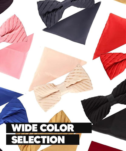 Solid Pleated Bow Tie & Pocket Square in a Box by Vittorio Farina (rbh - 05) for Independent Retail Stores by Dubal Brothers