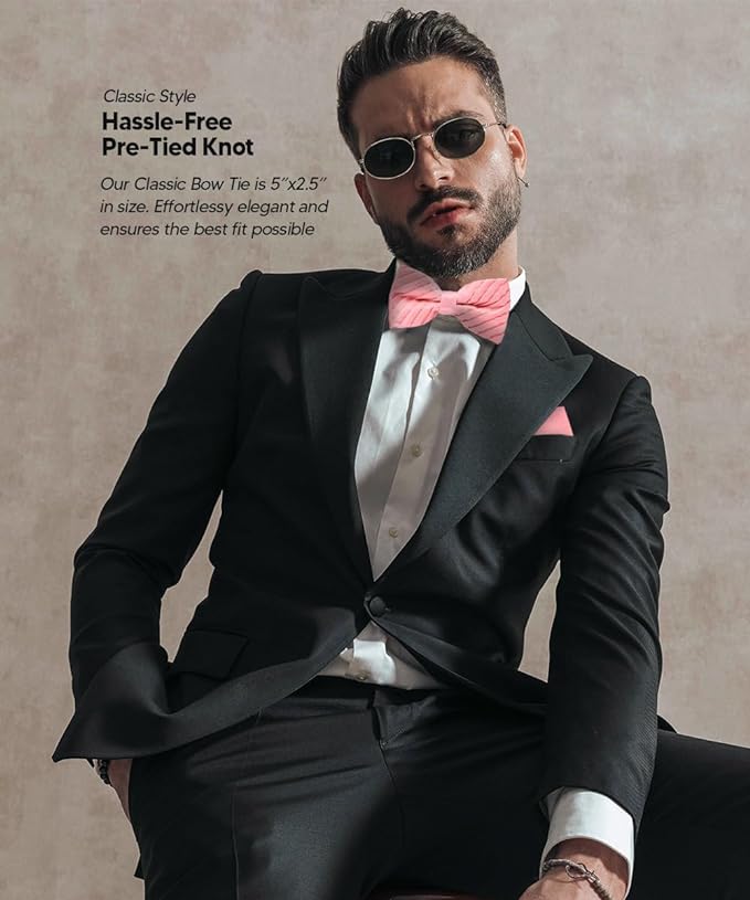 Solid Pleated Bow Tie & Pocket Square in a Box by Vittorio Farina (rbh - 05) for Independent Retail Stores by Dubal Brothers