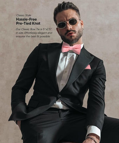 Solid Pleated Bow Tie & Pocket Square in a Box by Vittorio Farina (rbh - 05) for Independent Retail Stores by Dubal Brothers