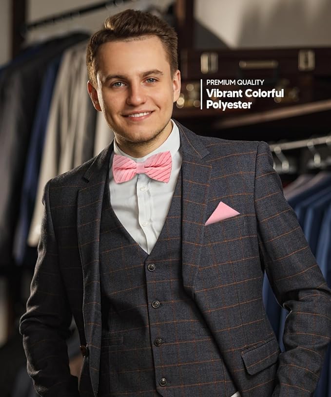 Solid Pleated Bow Tie & Pocket Square in a Box by Vittorio Farina (rbh - 05) for Independent Retail Stores by Dubal Brothers