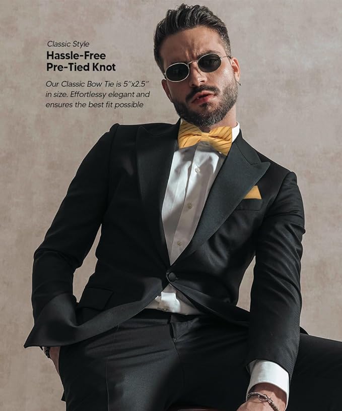 Solid Pleated Bow Tie & Pocket Square in a Box by Vittorio Farina (rbh - 06) for Independent Retail Stores by Dubal Brothers