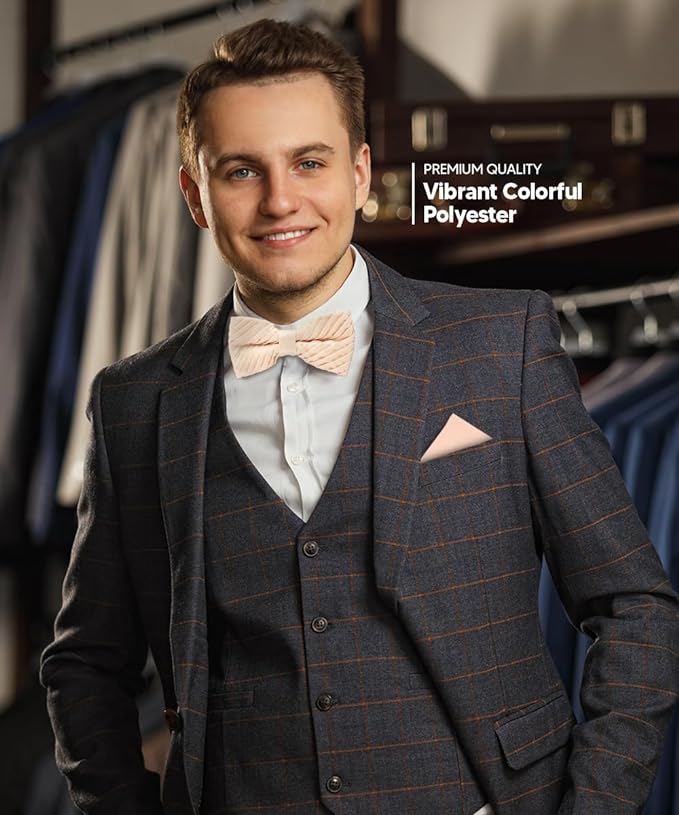 Solid Pleated Bow Tie & Pocket Square in a Box by Vittorio Farina (rbh - 07) for Independent Retail Stores by Dubal Brothers