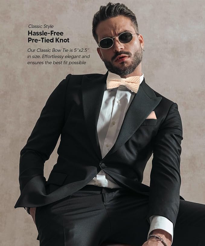 Solid Pleated Bow Tie & Pocket Square in a Box by Vittorio Farina (rbh - 07) for Independent Retail Stores by Dubal Brothers