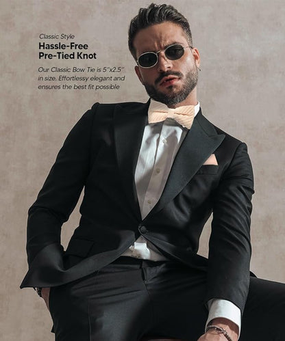 Solid Pleated Bow Tie & Pocket Square in a Box by Vittorio Farina (rbh - 07) for Independent Retail Stores by Dubal Brothers