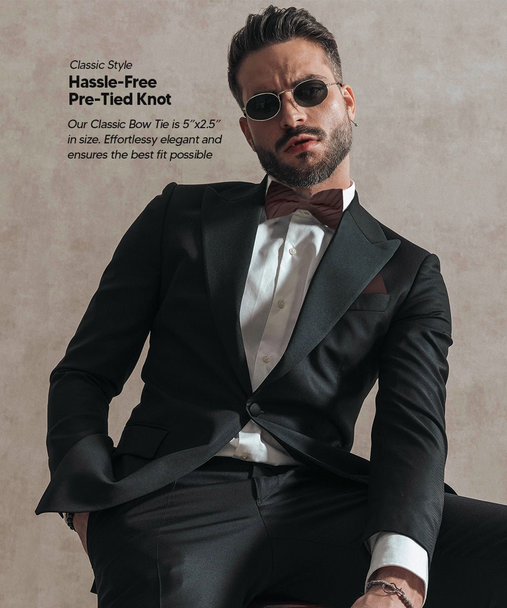 Solid Pleated Bow Tie & Pocket Square in a Box by Vittorio Farina (rbh - 08) for Independent Retail Stores by Dubal Brothers