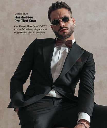 Solid Pleated Bow Tie & Pocket Square in a Box by Vittorio Farina (rbh - 08) for Independent Retail Stores by Dubal Brothers