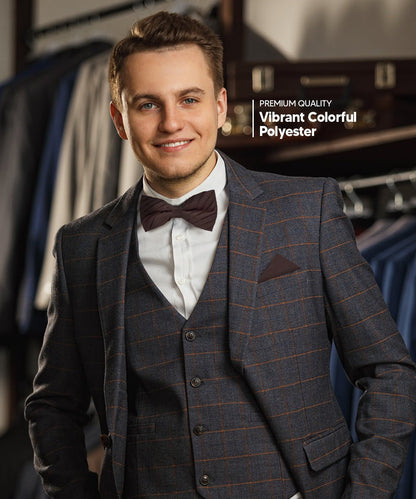 Solid Pleated Bow Tie & Pocket Square in a Box by Vittorio Farina (rbh - 08) for Independent Retail Stores by Dubal Brothers