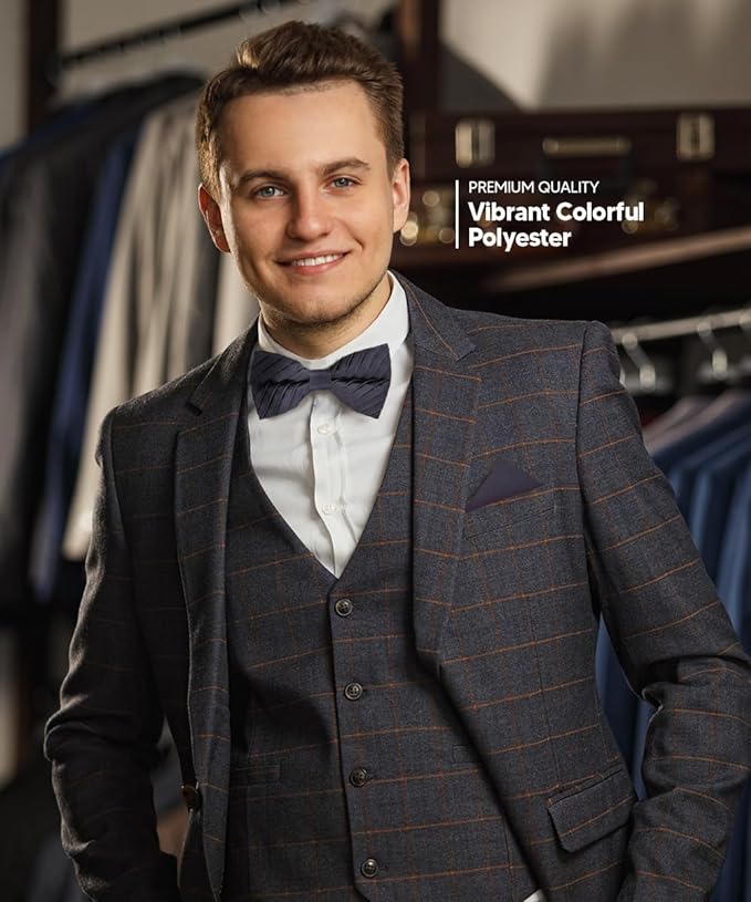 Solid Pleated Bow Tie & Pocket Square in a Box by Vittorio Farina (rbh - 09) for Independent Retail Stores by Dubal Brothers