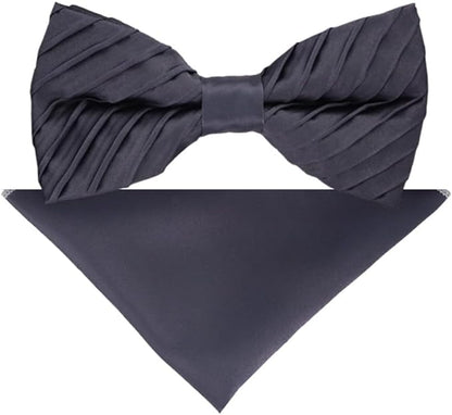 Solid Pleated Bow Tie & Pocket Square in a Box by Vittorio Farina (rbh - 09) for Independent Retail Stores by Dubal Brothers