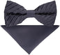 Solid Pleated Bow Tie & Pocket Square in a Box by Vittorio Farina (rbh - 09) for Independent Retail Stores by Dubal Brothers
