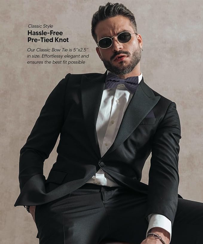 Solid Pleated Bow Tie & Pocket Square in a Box by Vittorio Farina (rbh - 09) for Independent Retail Stores by Dubal Brothers