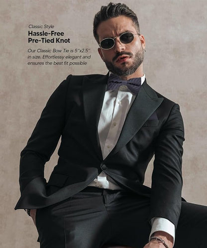 Solid Pleated Bow Tie & Pocket Square in a Box by Vittorio Farina (rbh - 09) for Independent Retail Stores by Dubal Brothers