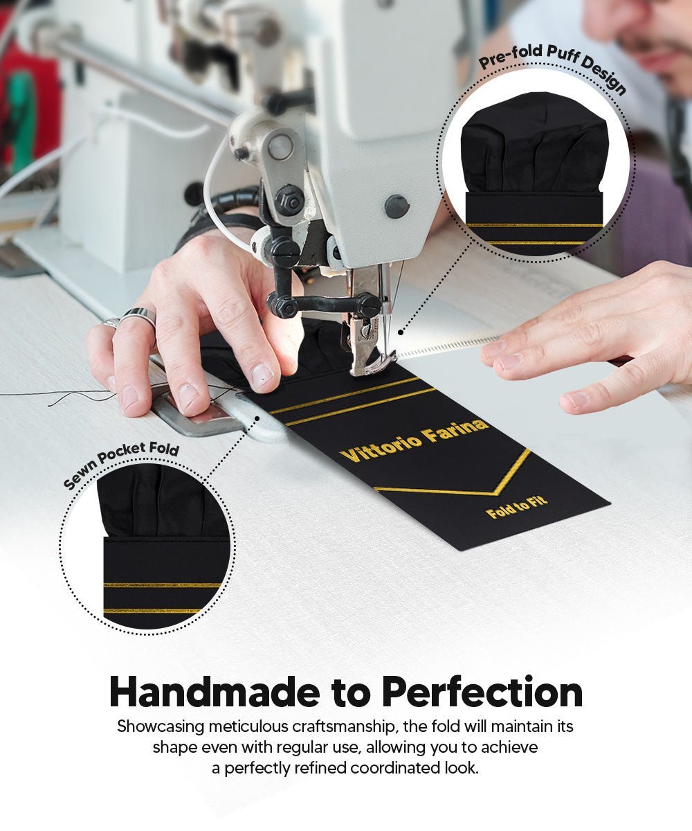 Solid Puff Pre - Folded Pocket Square by Vittorio Farina (PS - PREFOLD - PUFF_BLACK) for Independent Retail Stores by Dubal Brothers