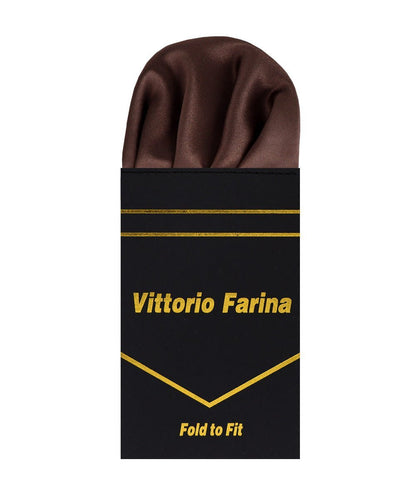 Solid Puff Pre - Folded Pocket Square by Vittorio Farina (PS - PREFOLD - PUFF_BROWN) for Independent Retail Stores by Dubal Brothers