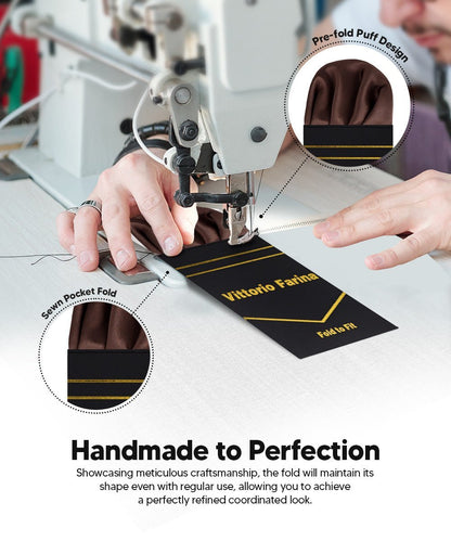 Solid Puff Pre - Folded Pocket Square by Vittorio Farina (PS - PREFOLD - PUFF_BROWN) for Independent Retail Stores by Dubal Brothers