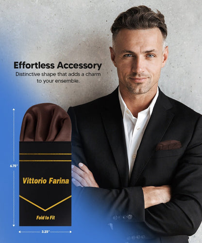 Solid Puff Pre - Folded Pocket Square by Vittorio Farina (PS - PREFOLD - PUFF_BROWN) for Independent Retail Stores by Dubal Brothers