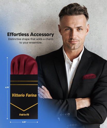 Solid Puff Pre - Folded Pocket Square by Vittorio Farina (PS - PREFOLD - PUFF_BURGUNDY) for Independent Retail Stores by Dubal Brothers