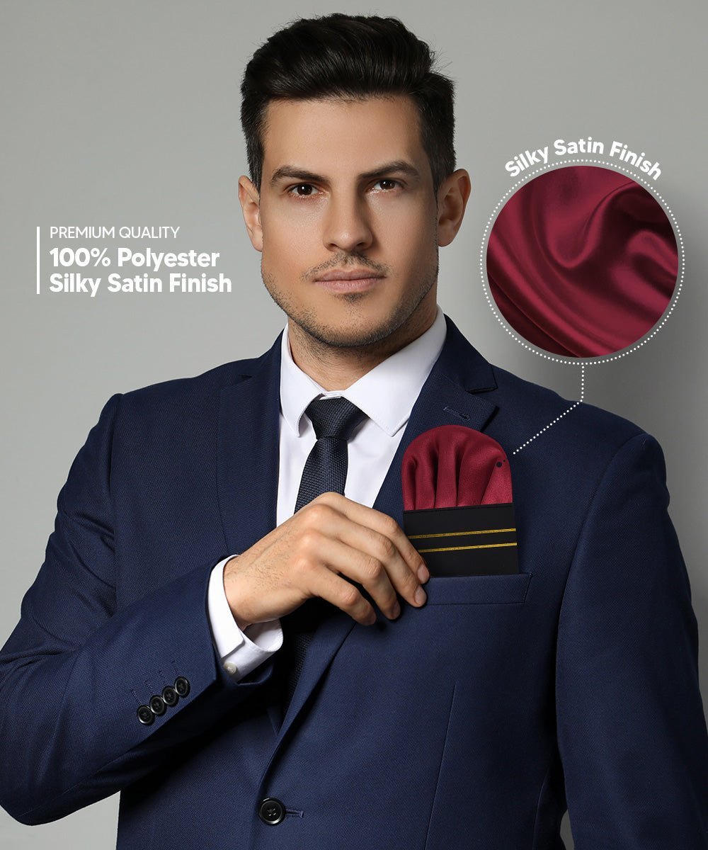 Solid Puff Pre - Folded Pocket Square by Vittorio Farina (PS - PREFOLD - PUFF_BURGUNDY) for Independent Retail Stores by Dubal Brothers