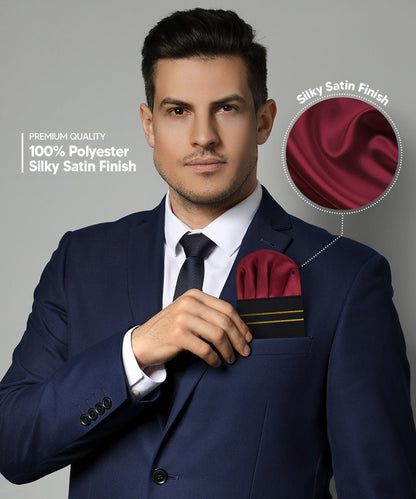 Solid Puff Pre - Folded Pocket Square by Vittorio Farina (PS - PREFOLD - PUFF_BURGUNDY) for Independent Retail Stores by Dubal Brothers