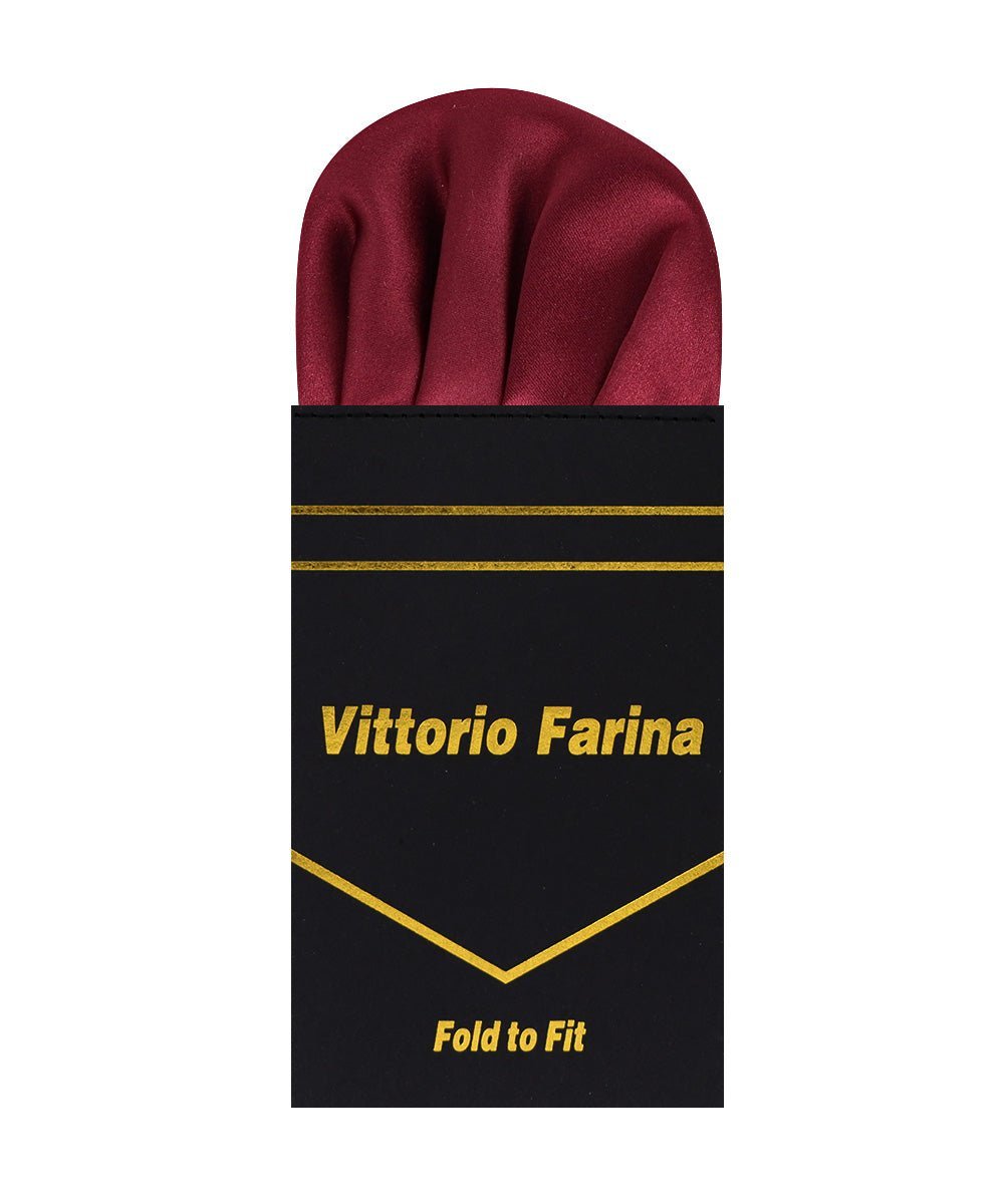 Solid Puff Pre - Folded Pocket Square by Vittorio Farina (PS - PREFOLD - PUFF_BURGUNDY) for Independent Retail Stores by Dubal Brothers