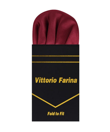 Solid Puff Pre - Folded Pocket Square by Vittorio Farina (PS - PREFOLD - PUFF_BURGUNDY) for Independent Retail Stores by Dubal Brothers