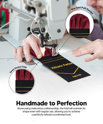 Solid Puff Pre - Folded Pocket Square by Vittorio Farina (PS - PREFOLD - PUFF_BURGUNDY) for Independent Retail Stores by Dubal Brothers