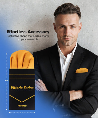 Solid Puff Pre - Folded Pocket Square by Vittorio Farina (PS - PREFOLD - PUFF_GOLD) for Independent Retail Stores by Dubal Brothers