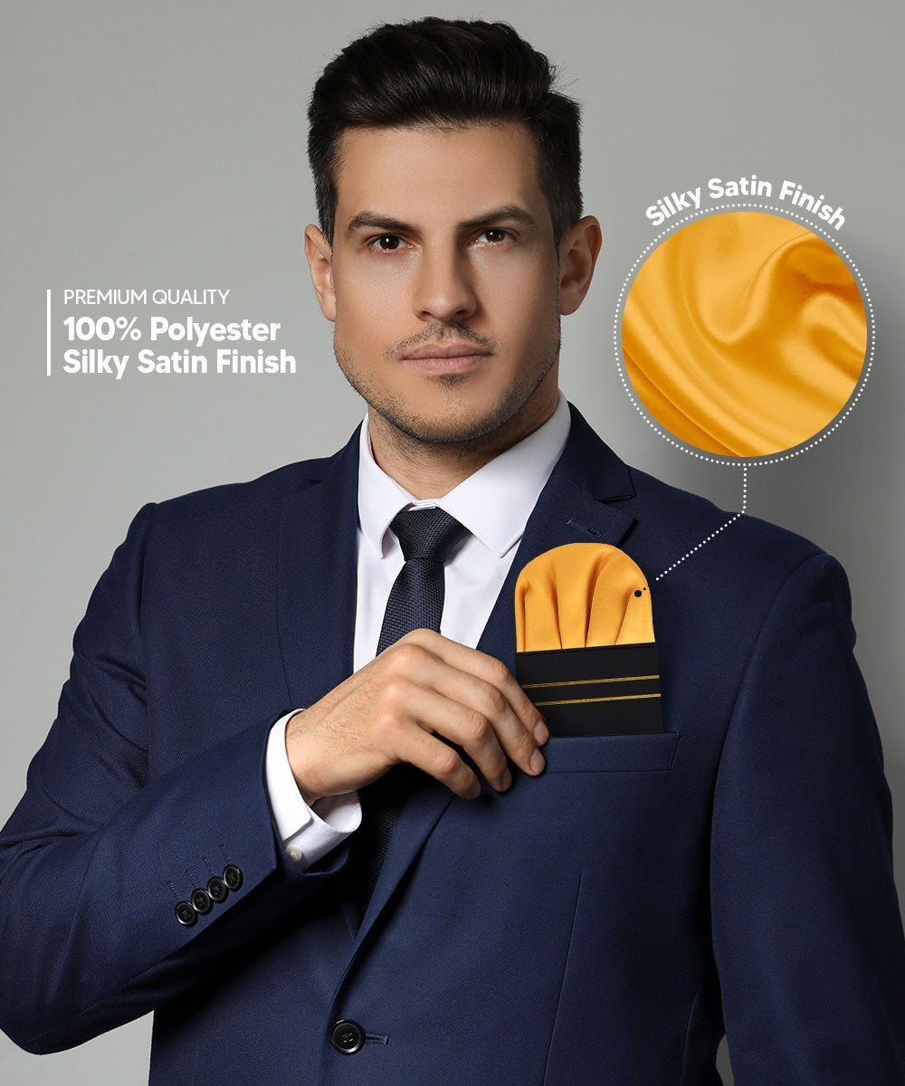 Solid Puff Pre - Folded Pocket Square by Vittorio Farina (PS - PREFOLD - PUFF_GOLD) for Independent Retail Stores by Dubal Brothers