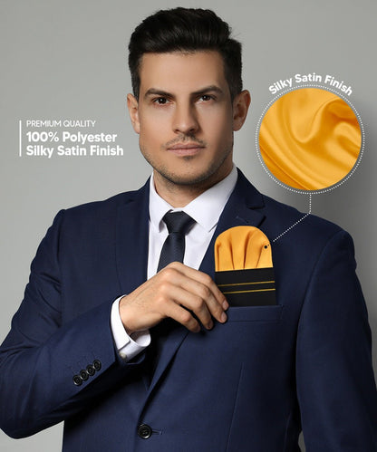 Solid Puff Pre - Folded Pocket Square by Vittorio Farina (PS - PREFOLD - PUFF_GOLD) for Independent Retail Stores by Dubal Brothers