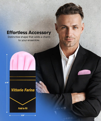 Solid Puff Pre - Folded Pocket Square by Vittorio Farina (PS - PREFOLD - PUFF_PINK) for Independent Retail Stores by Dubal Brothers