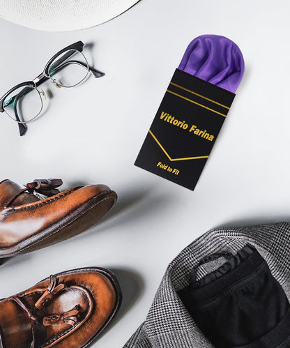 Solid Puff Pre - Folded Pocket Square by Vittorio Farina (PS - PREFOLD - PUFF_PURPLE) for Independent Retail Stores by Dubal Brothers