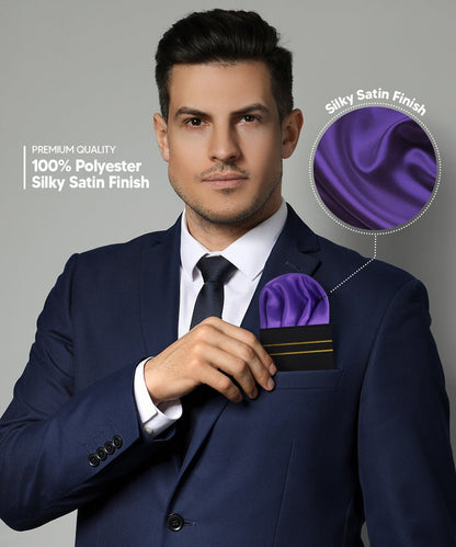 Solid Puff Pre - Folded Pocket Square by Vittorio Farina (PS - PREFOLD - PUFF_PURPLE) for Independent Retail Stores by Dubal Brothers